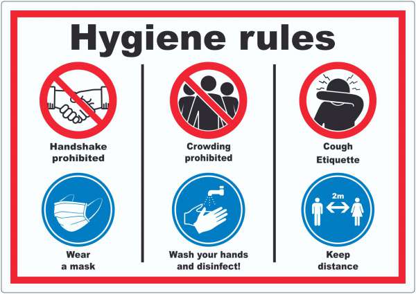 Hygiene rules Symbol und Text Aufkleber
