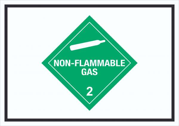 Schild nicht entzündliches Gas Symbol non-flammable hochkant