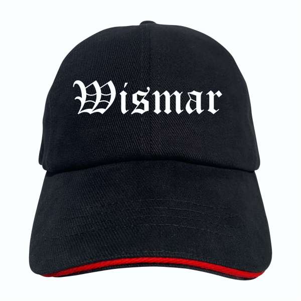 Wismar Cappy - Altdeutsch bedruckt - Schirmmütze - Schwarz-Rotes Cap