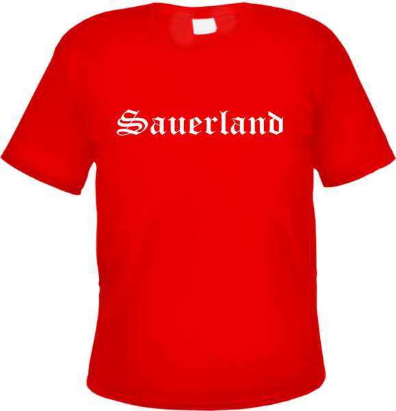 Sauerland Herren T-Shirt - Altdeutsch - Rotes Tee Shirt