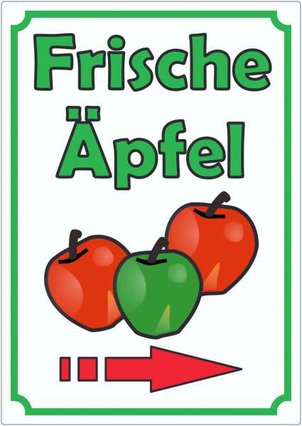 Werbeaufkleber mit Pfeil rechts Aufkleber Äpfel Hochkant Aufkleber