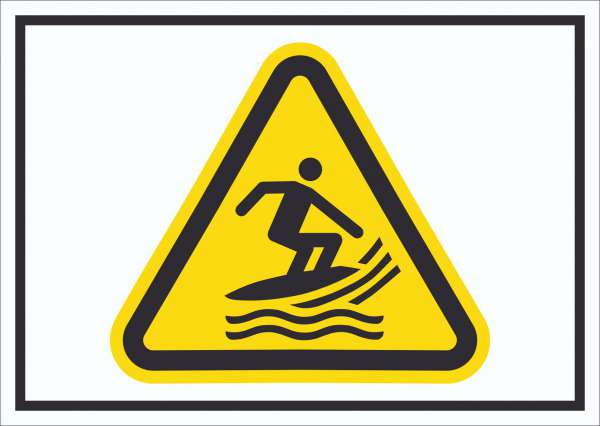 Schild Warnung Surfsportgebiet Symbol