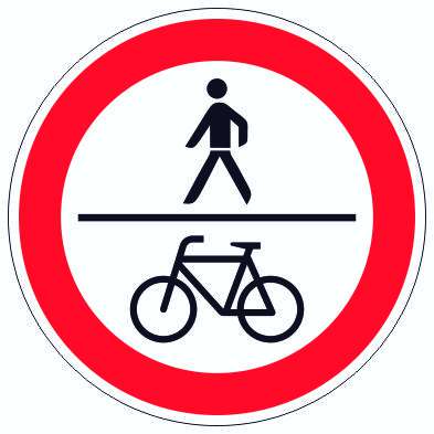 Für Fußgänger und Radfahrer verboten Symbol Aufkleber Kreis