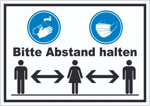 Hände waschen Mundschutz Abstand Aufkleber