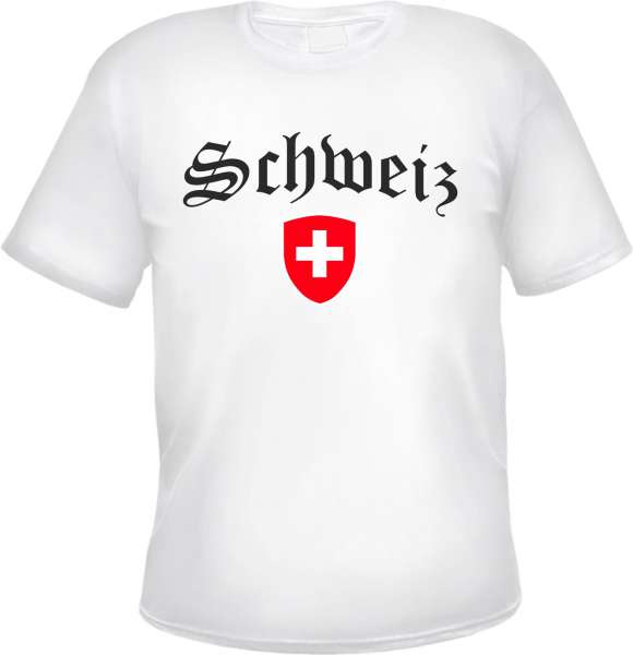 Schweiz Herren T-Shirt - Altdeutsch - Weißes Tee Shirt