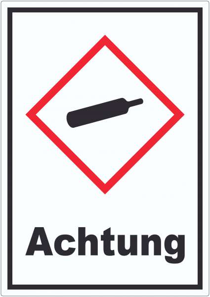 Aufkleber Gasflasche Gas unter Druck Achtung