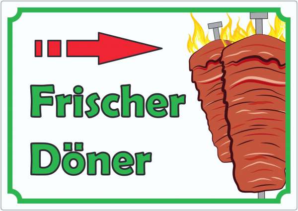 Frischer Döner Aufkleber mit Pfeil rechts