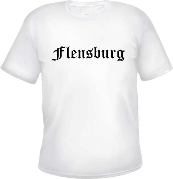 Flensburg Herren T-Shirt - Altdeutsch - Weißes Tee Shirt