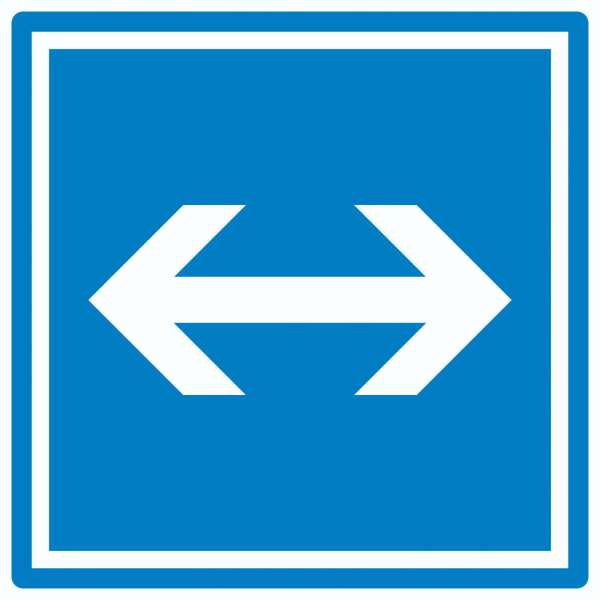 Richtungspfeil rechts links Aufkleber Quadrat weiss blau Pfeil