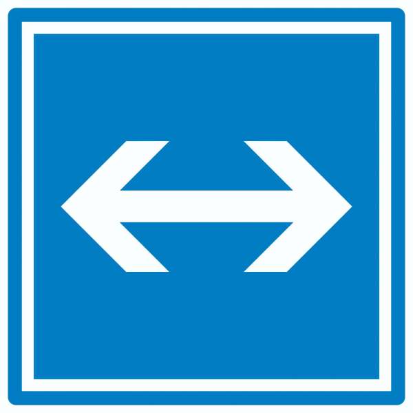 Richtungspfeil rechts links Aufkleber Quadrat weiss blau Pfeil