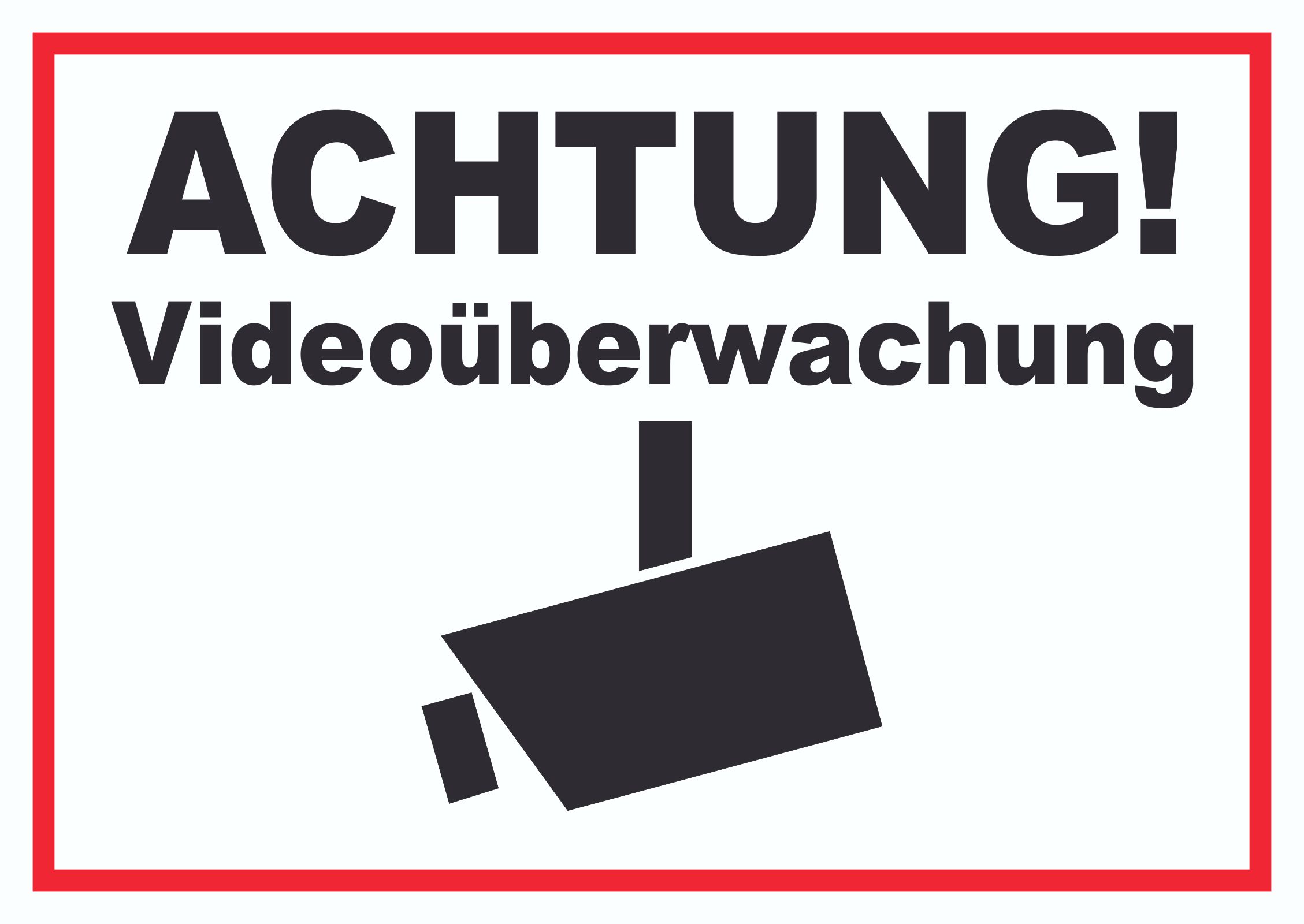 Schild Achtung Videoüberwachung Videokamera Video (Material und Größe:  Schild 40x60cm) Detailansicht 