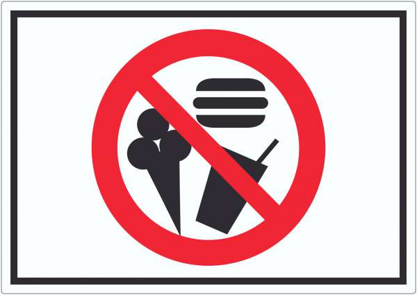 Essen und Trinken verboten Symbol Aufkleber