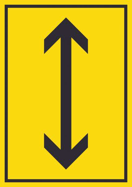 Richtungspfeil hoch runter Schild hochkant schwarz gelb Pfeil
