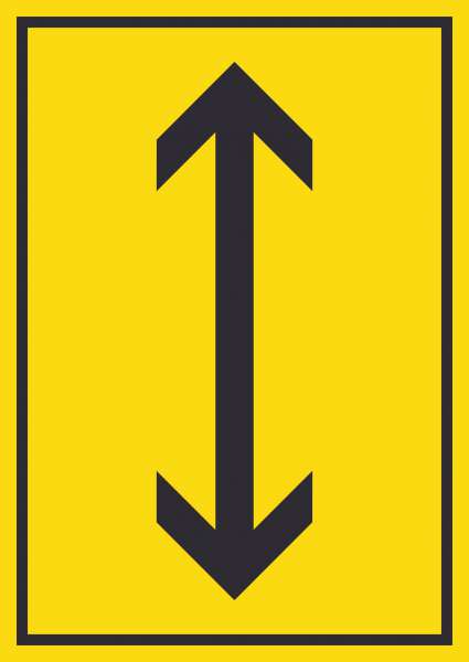 Richtungspfeil hoch runter Schild hochkant schwarz gelb Pfeil
