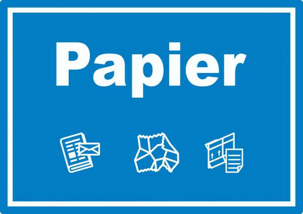 Papier Mülltrennung Aufkleber Text Symbol Karton
