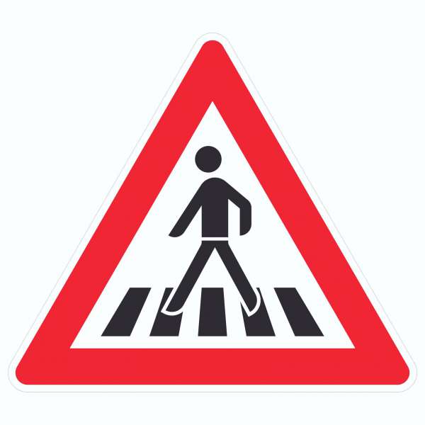 Aufkleber Dreick Achtung Fußgängerüberweg Symbol