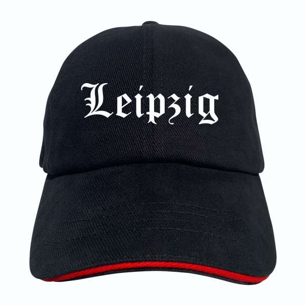 Leipzig Cappy - Altdeutsch bedruckt - Schirmmütze - Schwarz-Rotes Cap
