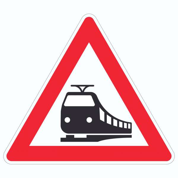 Aufkleber Dreick Achtung Bahnübergang Symbol