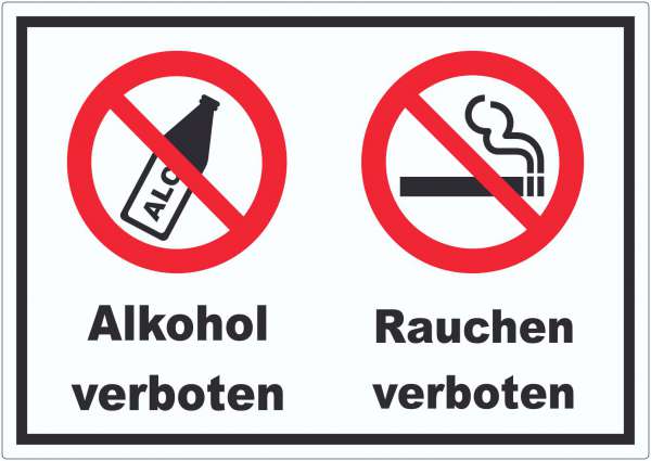 Aufkleber Alkohol Rauchen verboten