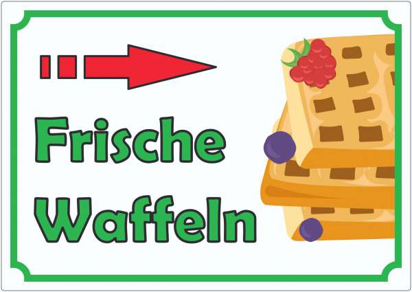 Frische Waffeln Aufkleber mit Pfeil rechts