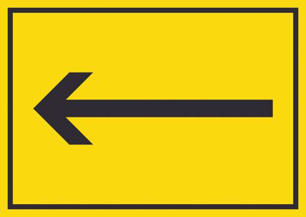 Richtungspfeil links Schild waagerecht schwarz gelb Pfeil