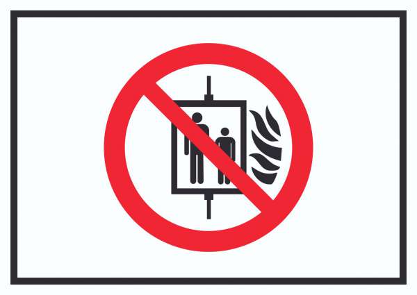 Aufzug im Brandfall nicht benutzen Symbol Schild