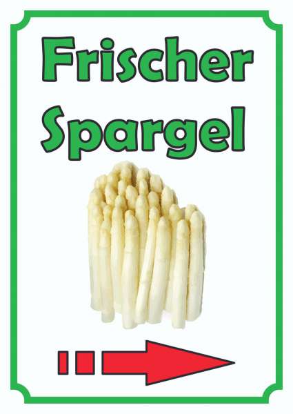 Verkaufsschild Schild Spargel Hochkant mit Pfeil rechts