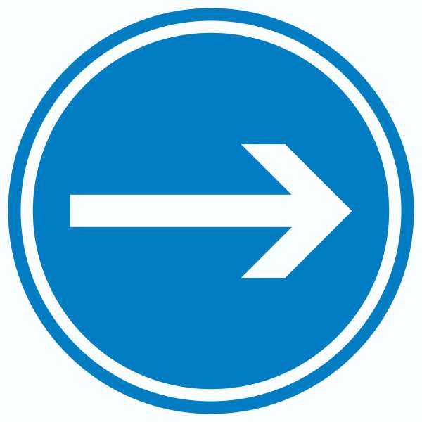 Richtungspfeil rechts Aufkleber Kreis weiss blau Pfeil
