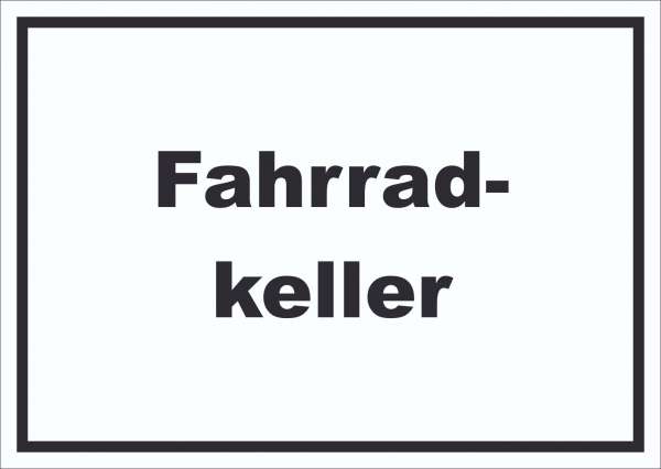 Fahrradkeller Schild mit Text Rad Bike waagerecht