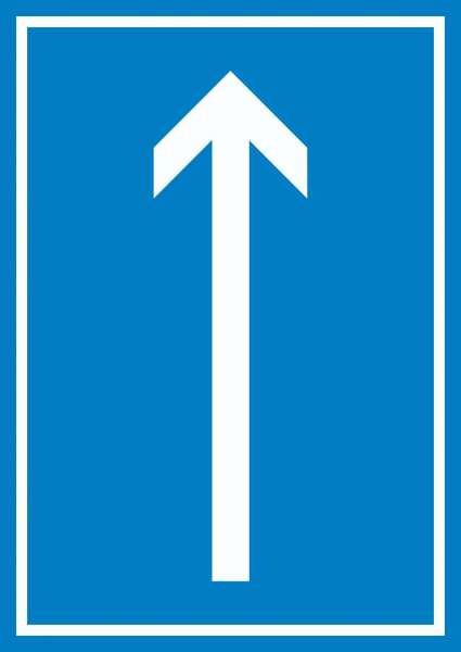 Richtungspfeil hoch Schild hochkant weiss blau Pfeil