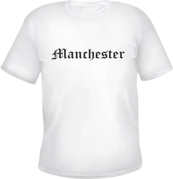Manchester Herren T-Shirt - Altdeutsch - Weißes Tee Shirt