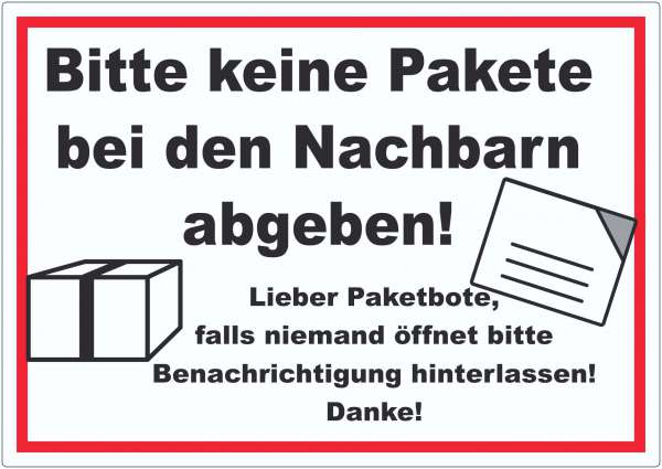 Keine Pakete – Benachrichtigung Aufkleber