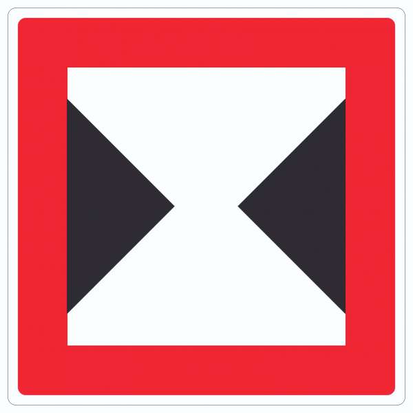 Begrenzte Fahrwasserbreite Durchfahrtsbreite begrenzt Symbol und Text
