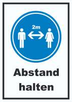 Abstand halten Symbol und Text Schild Abstand halten Symbol und Text Schild