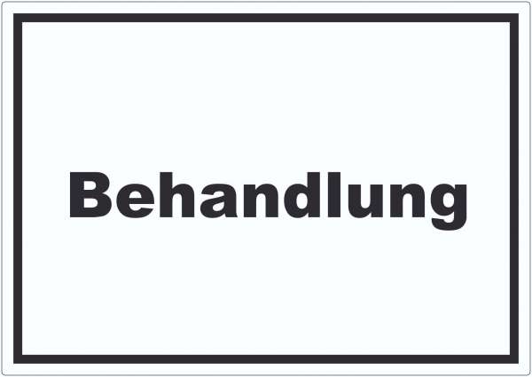 Behandlung Aufkleber mit Text Behandlungsraum waagerecht