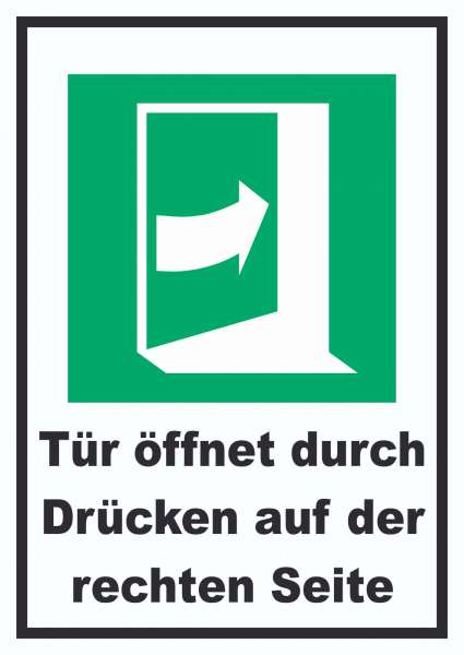 Tür öffnet durch Drücken auf der rechten Seite Schild