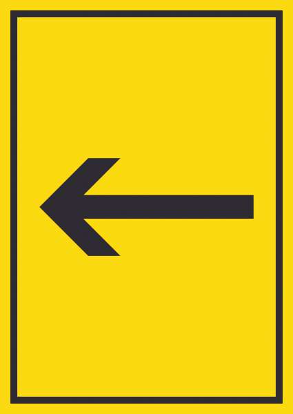 Richtungspfeil links Schild hochkant schwarz gelb Pfeil