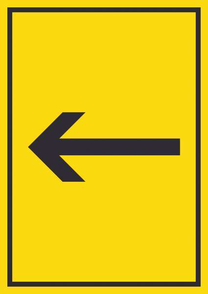 Richtungspfeil links Schild hochkant schwarz gelb Pfeil