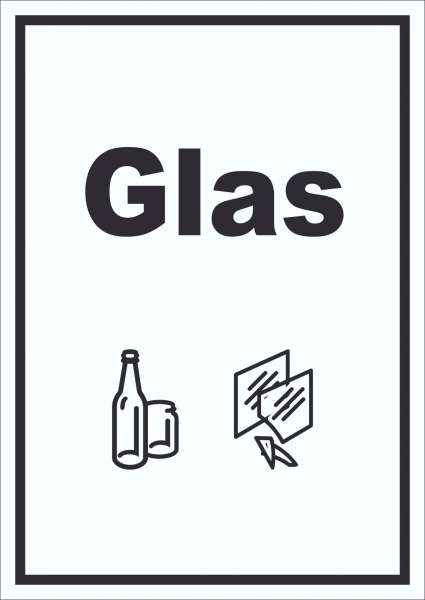 Glas Mülltrennung Schild Text Symbol Scheibe Flasche hochkant