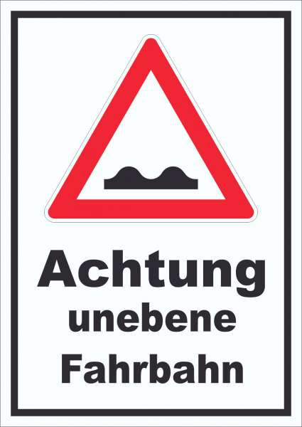 Schild Achtung unebene Fahrbahn