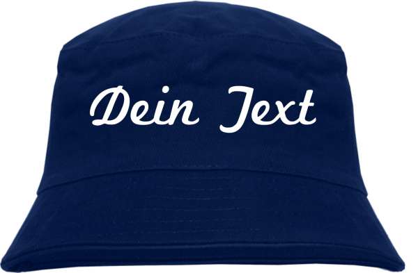 Individueller Fischerhut - dunkelblau - Schreibschrift - Bucket Hat mit Wunschtext bedruckt