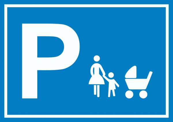 Mutter und Kind Parkplatz Schild waagerecht
