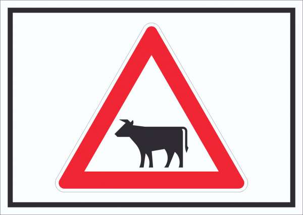 Schild Achtung Viehbetrieb Tiere Symbole