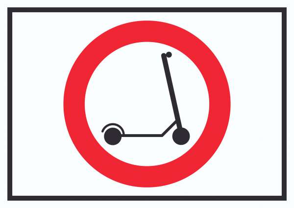 E- Scooter Durchfahrt verboten Symbol Schild Elektro -Tretroller Roller