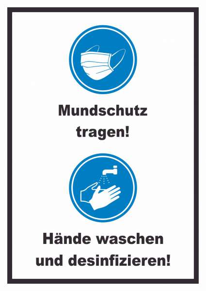 Mundschutz Händewaschen Schild