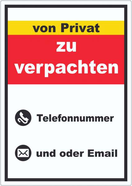 zu verpachten von Privat Aufkleber mit Wunschtext hochkant