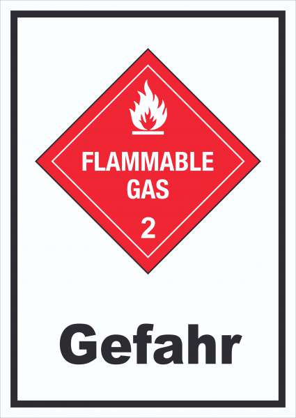 Schild Entzündliche Gase Gefahr Flammable Gas Flamme hochkant