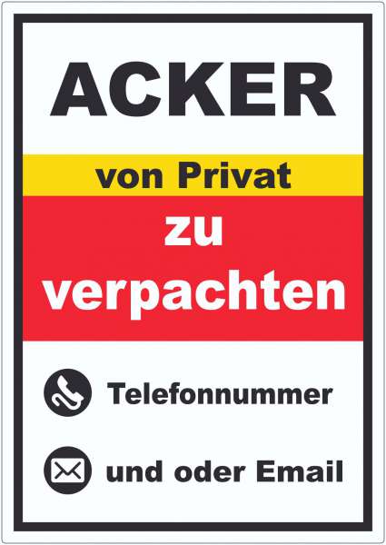 Acker zu verpachten von Privat Aufkleber hochkant