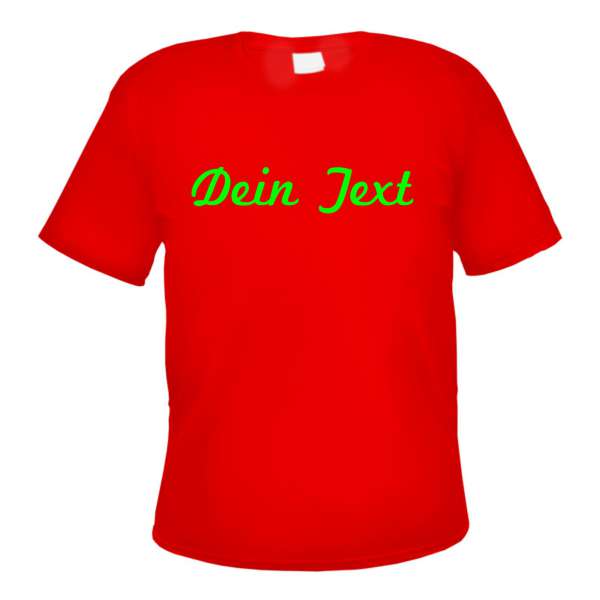 Individuelles Herren T-Shirt - rot - NEON - Schreibschrift - mit Wunschtext bedruckt