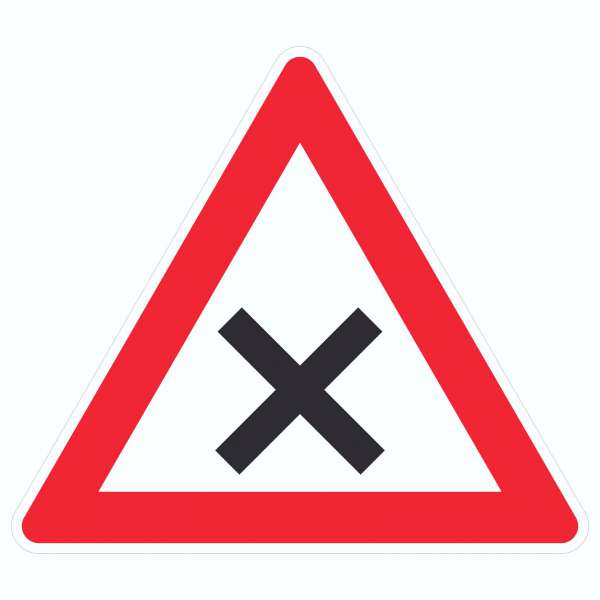 Aufkleber Dreick Achtung Kreuzung Vorfahrt rechts Symbol